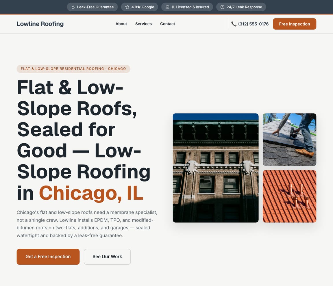 Roofing - Flat & Low-Slope website template preview