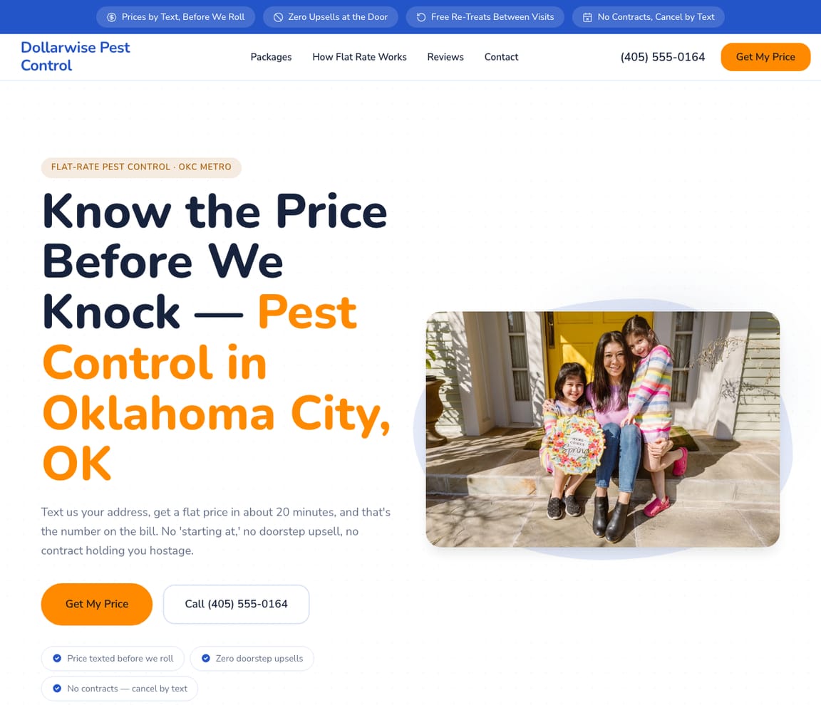 Flat-Rate Pest Control website template preview