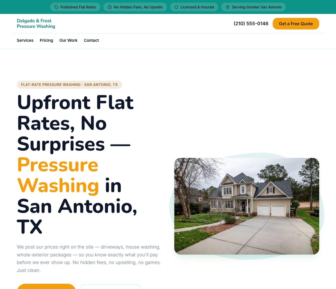 Flat-Rate Pressure Washing website template preview