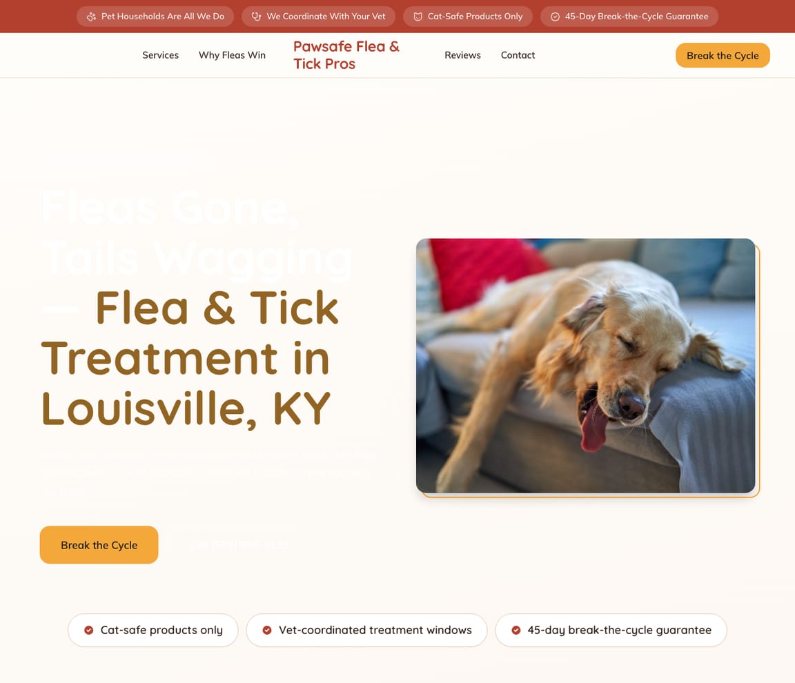 Flea & Tick for Pet Homes website template preview