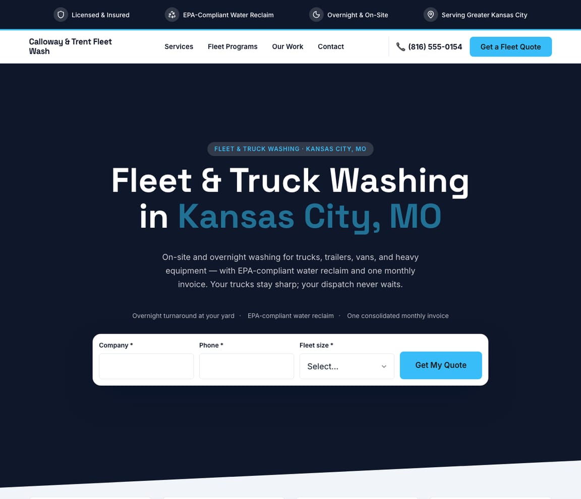 Fleet & Truck Washing website template preview