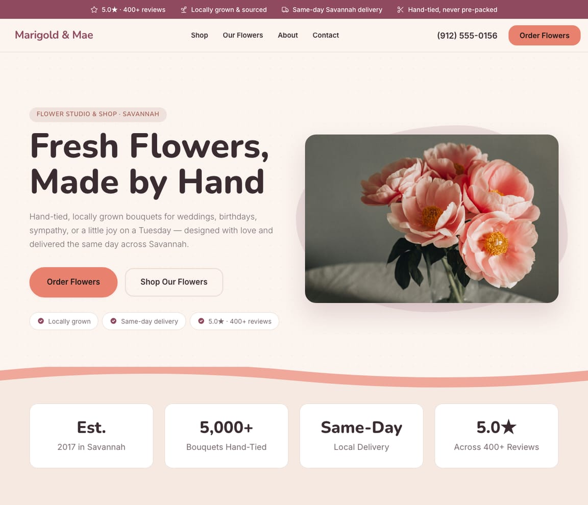 Florist website template preview