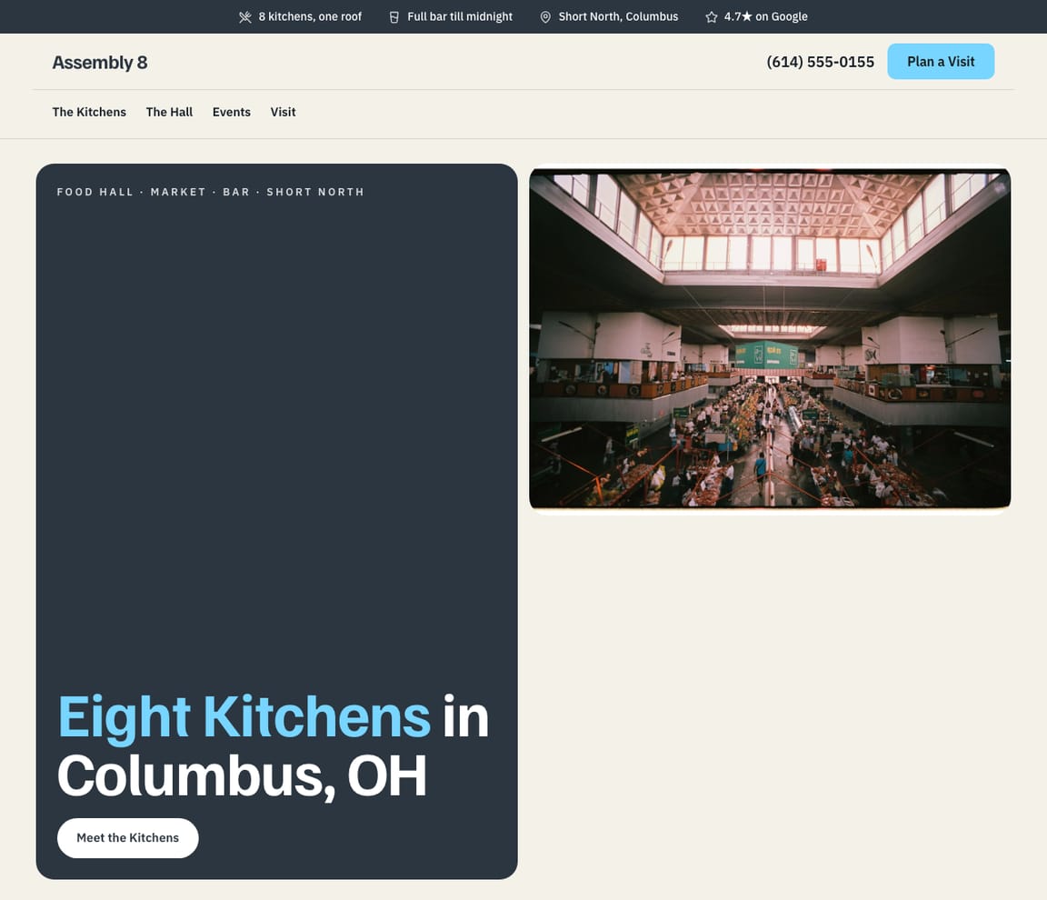 Food Hall / Market website template preview