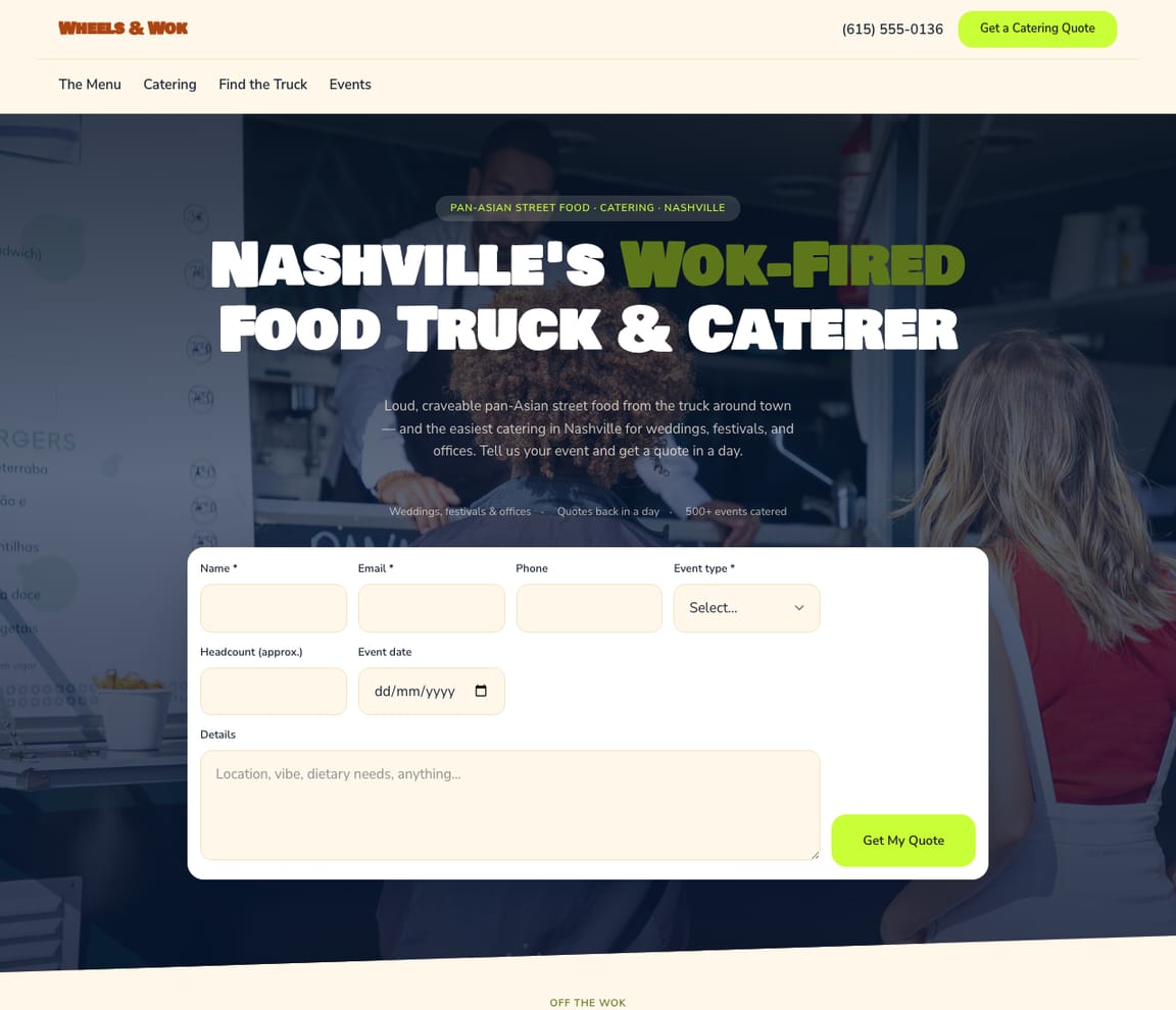 Food Truck / Caterer website template preview
