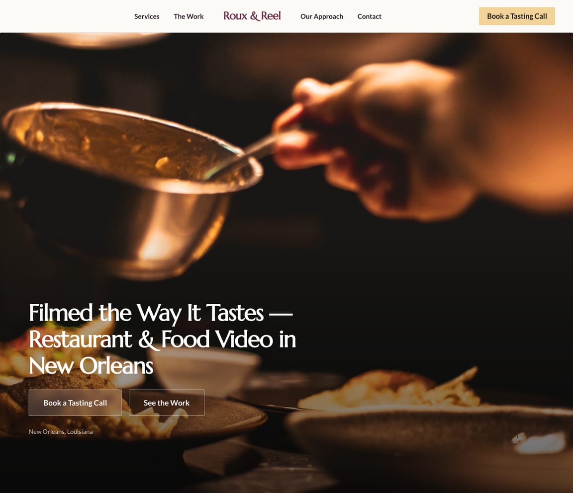Food Videography website template preview