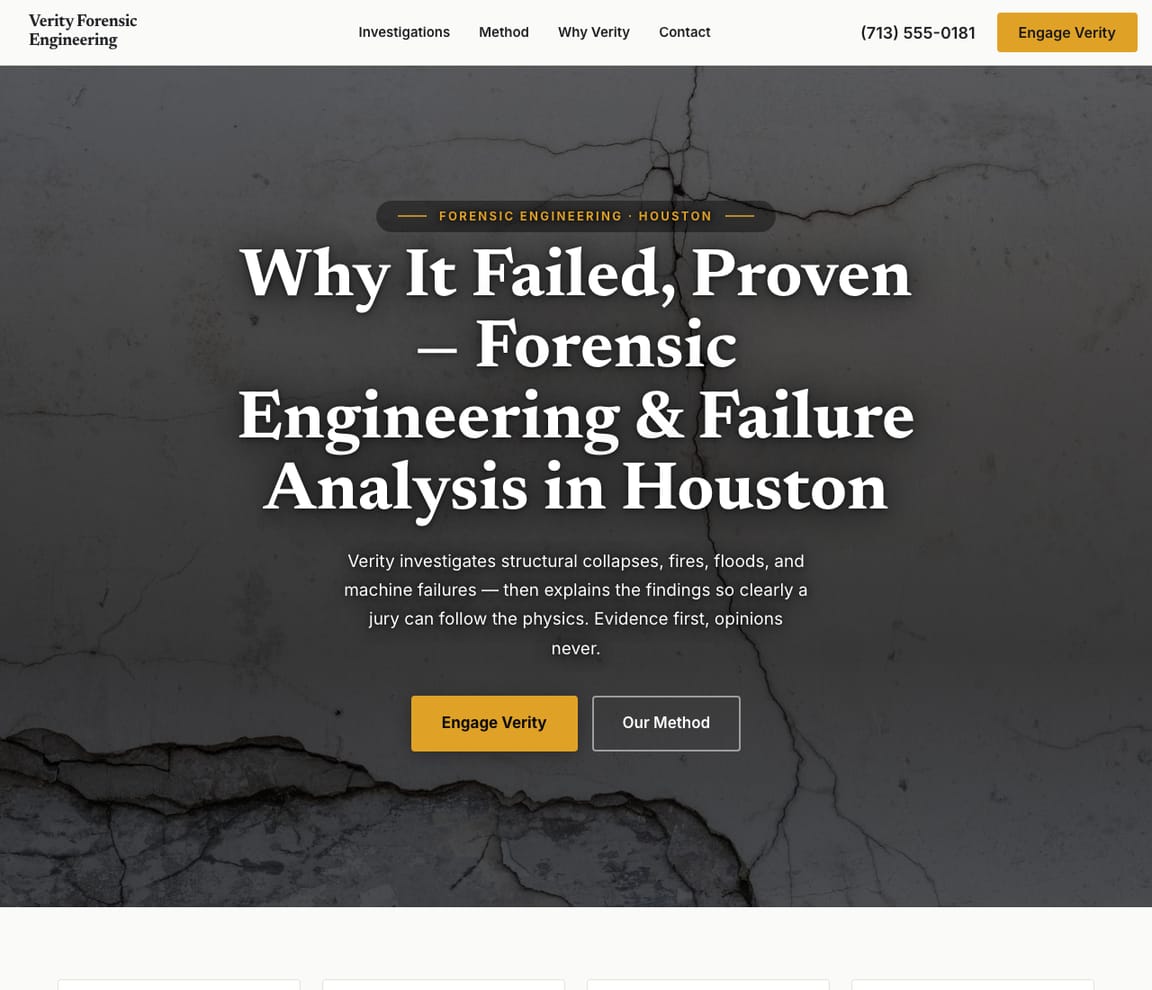 Forensic Engineering website template preview