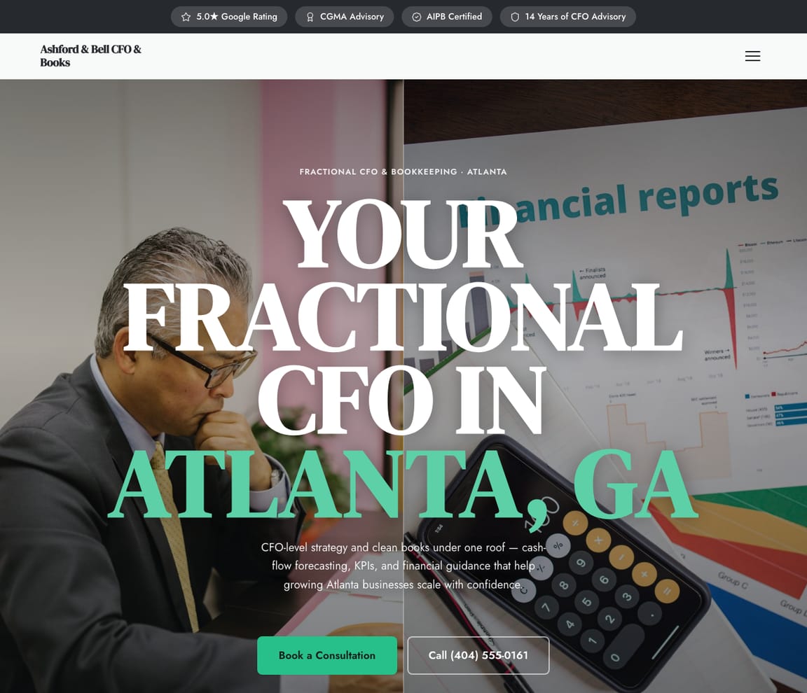 Fractional CFO & Bookkeeping website template preview