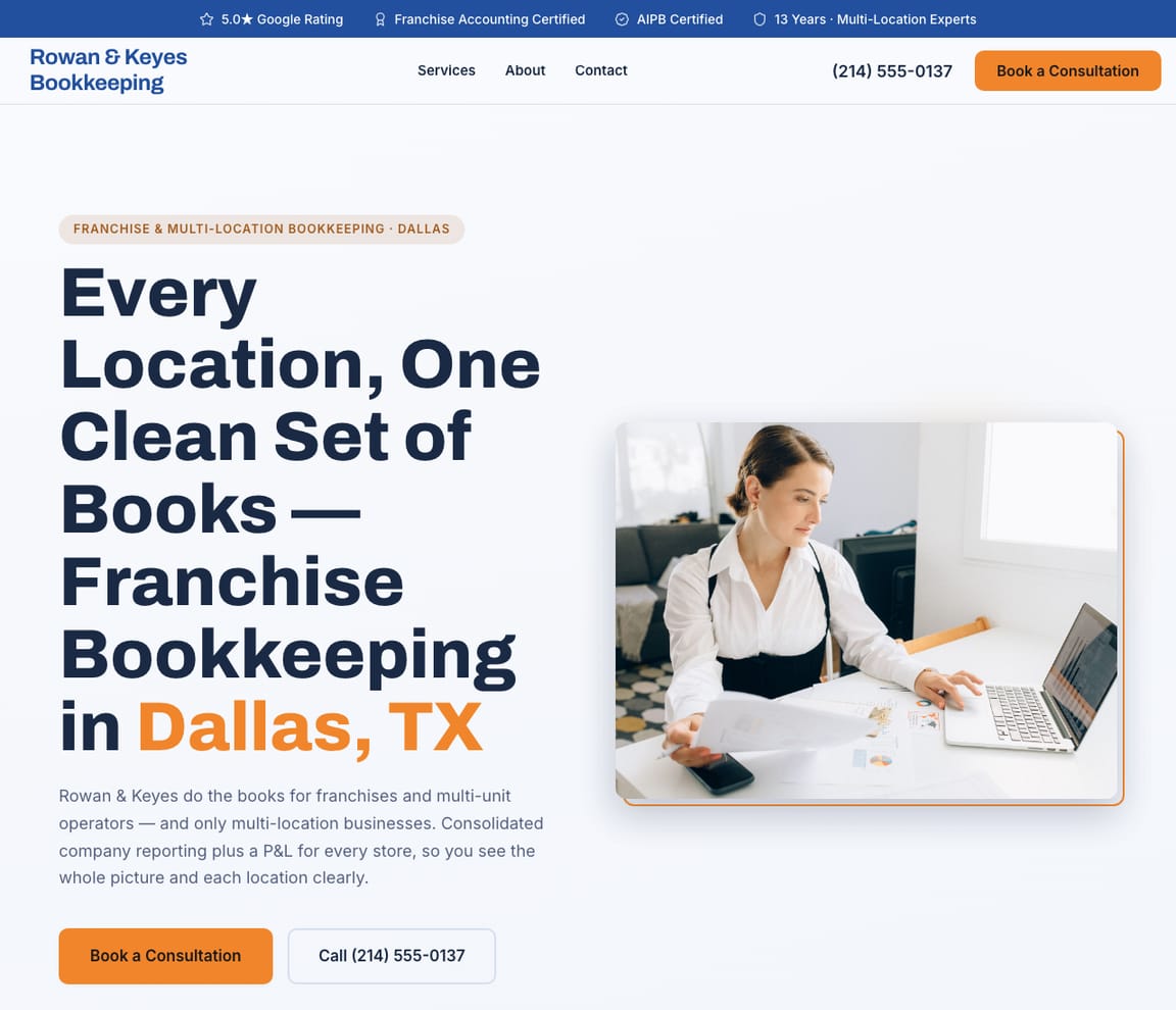 Franchise & Multi-Location Bookkeeping website template preview