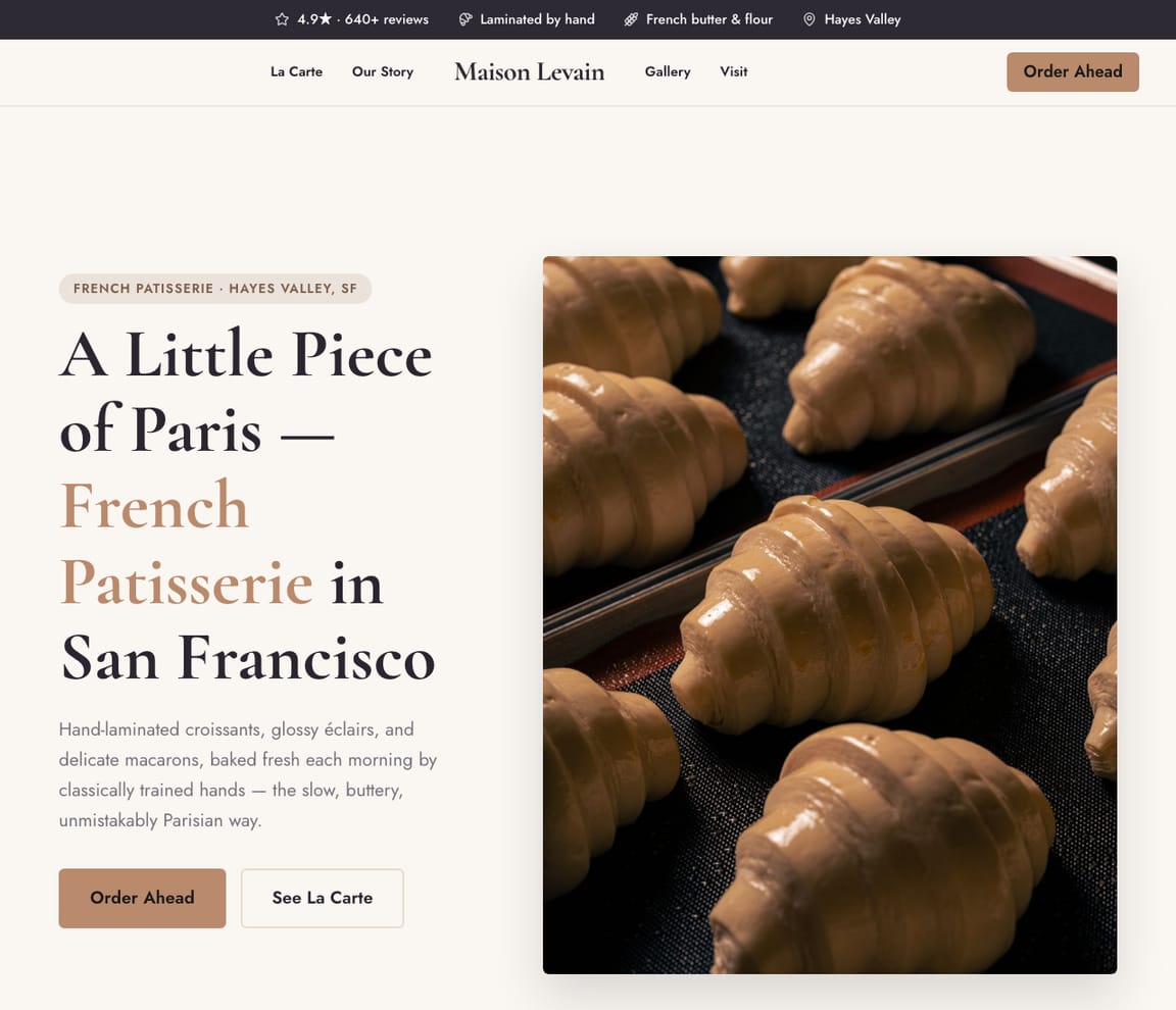 French Patisserie website template preview