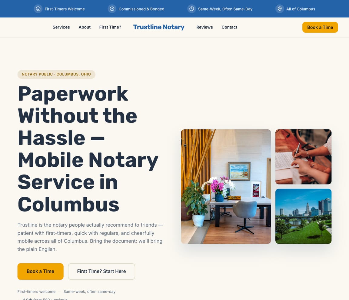 Approachable Notary website template preview