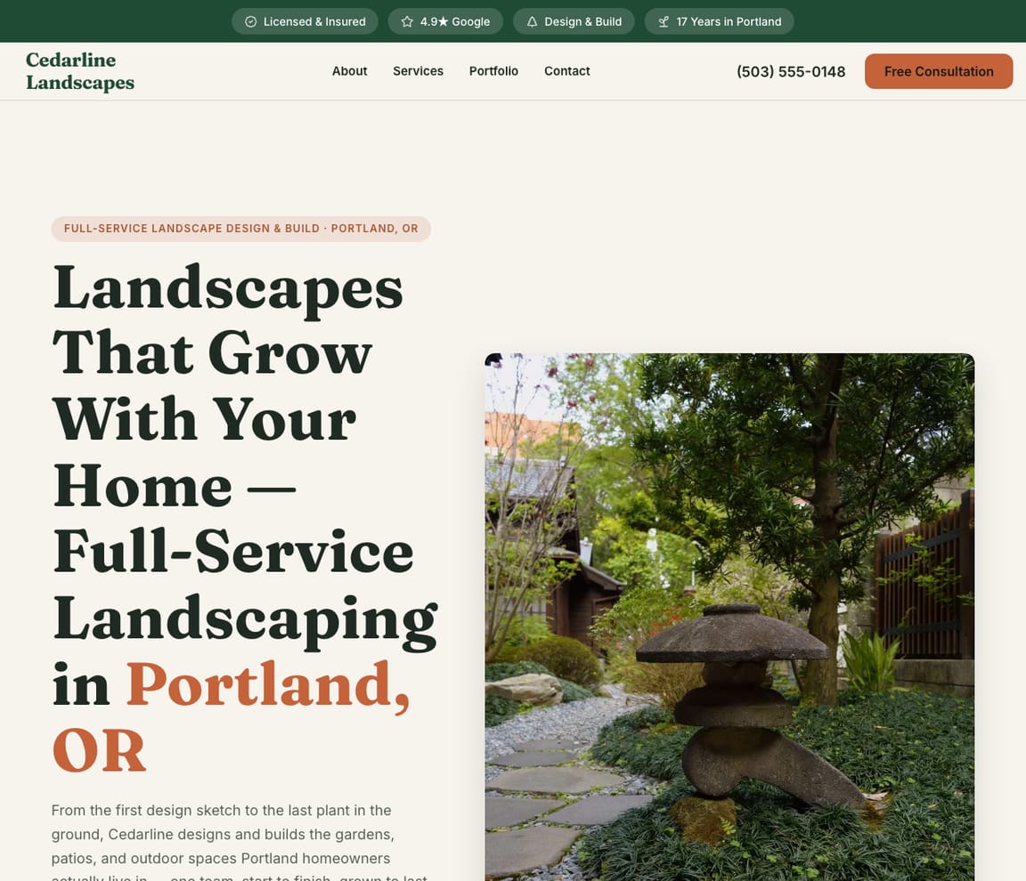 Landscaping - Design & Build website template preview