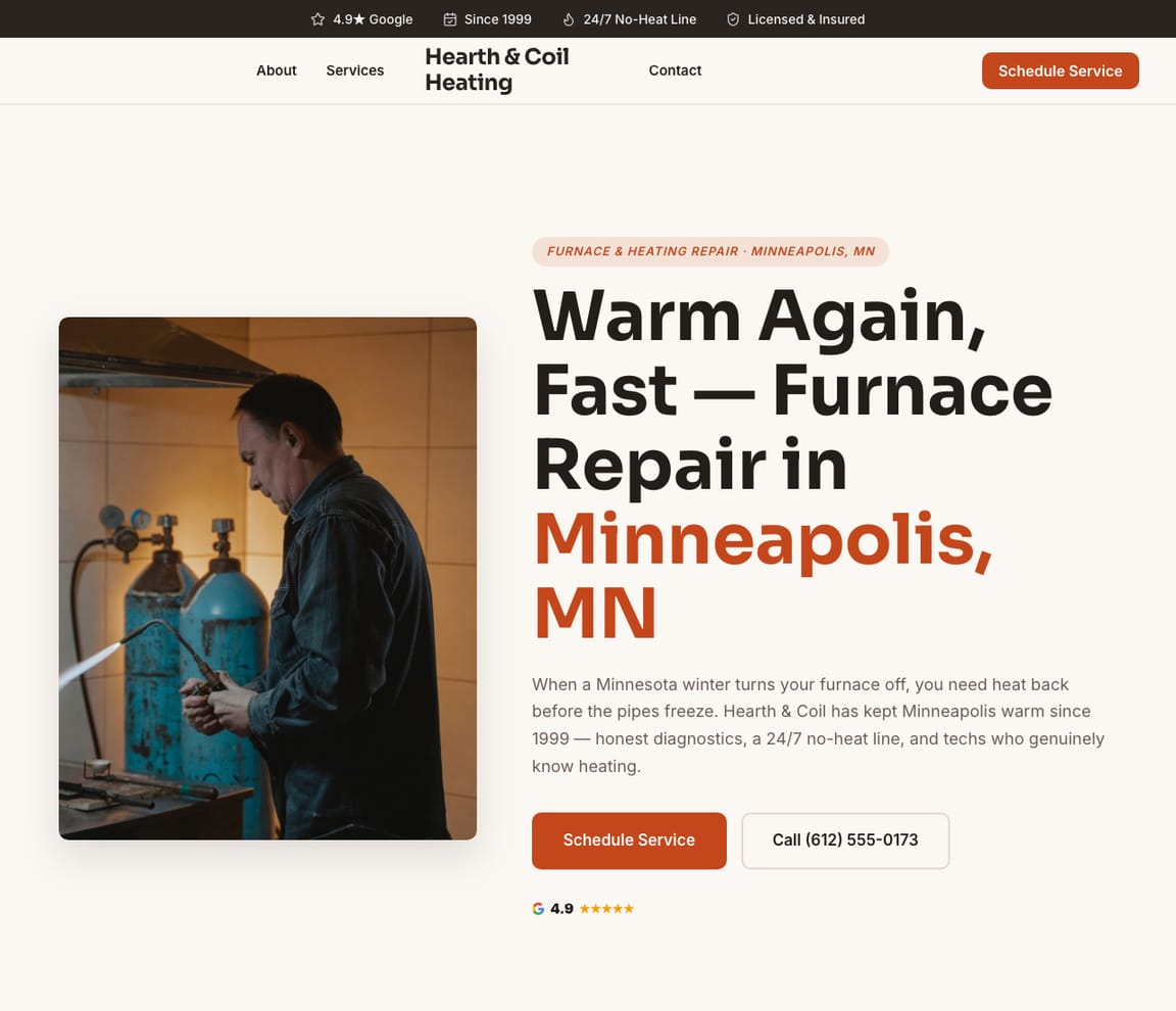 HVAC - Furnace & Heating website template preview