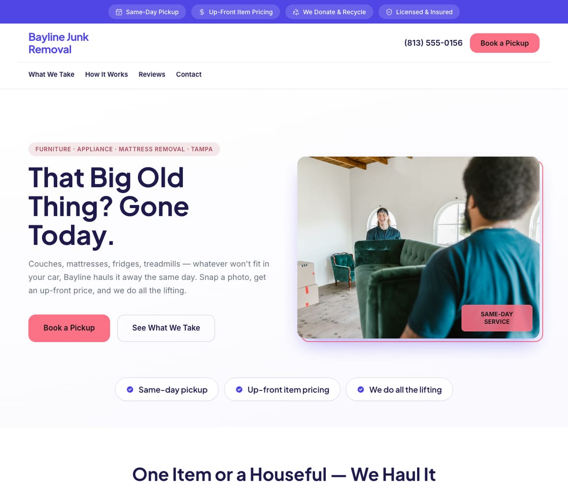 Furniture & Appliance Removal website template preview