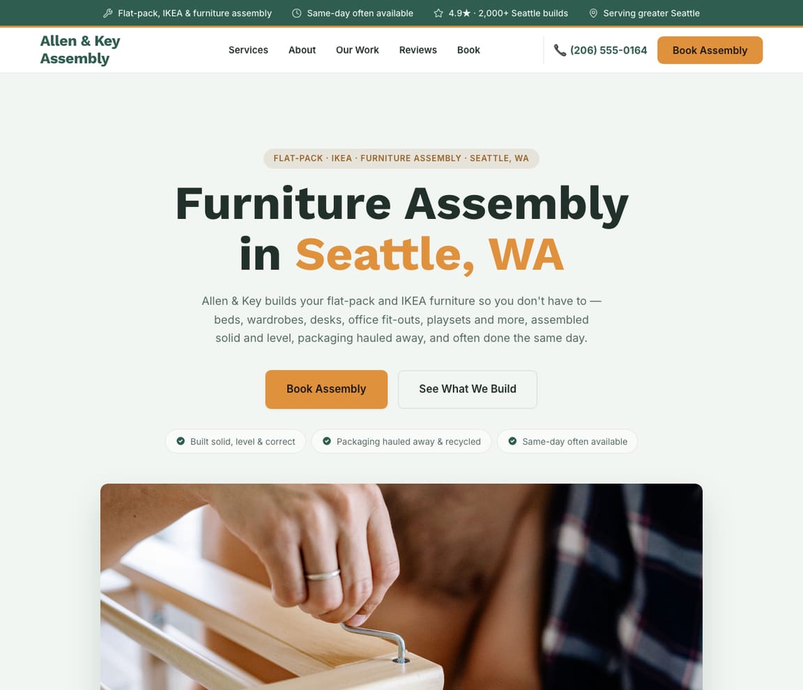 Furniture Assembly website template preview