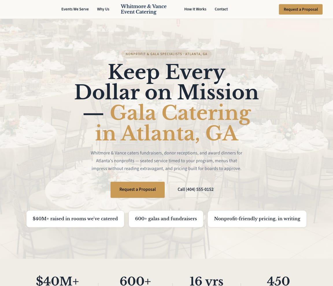 Gala Catering website template preview