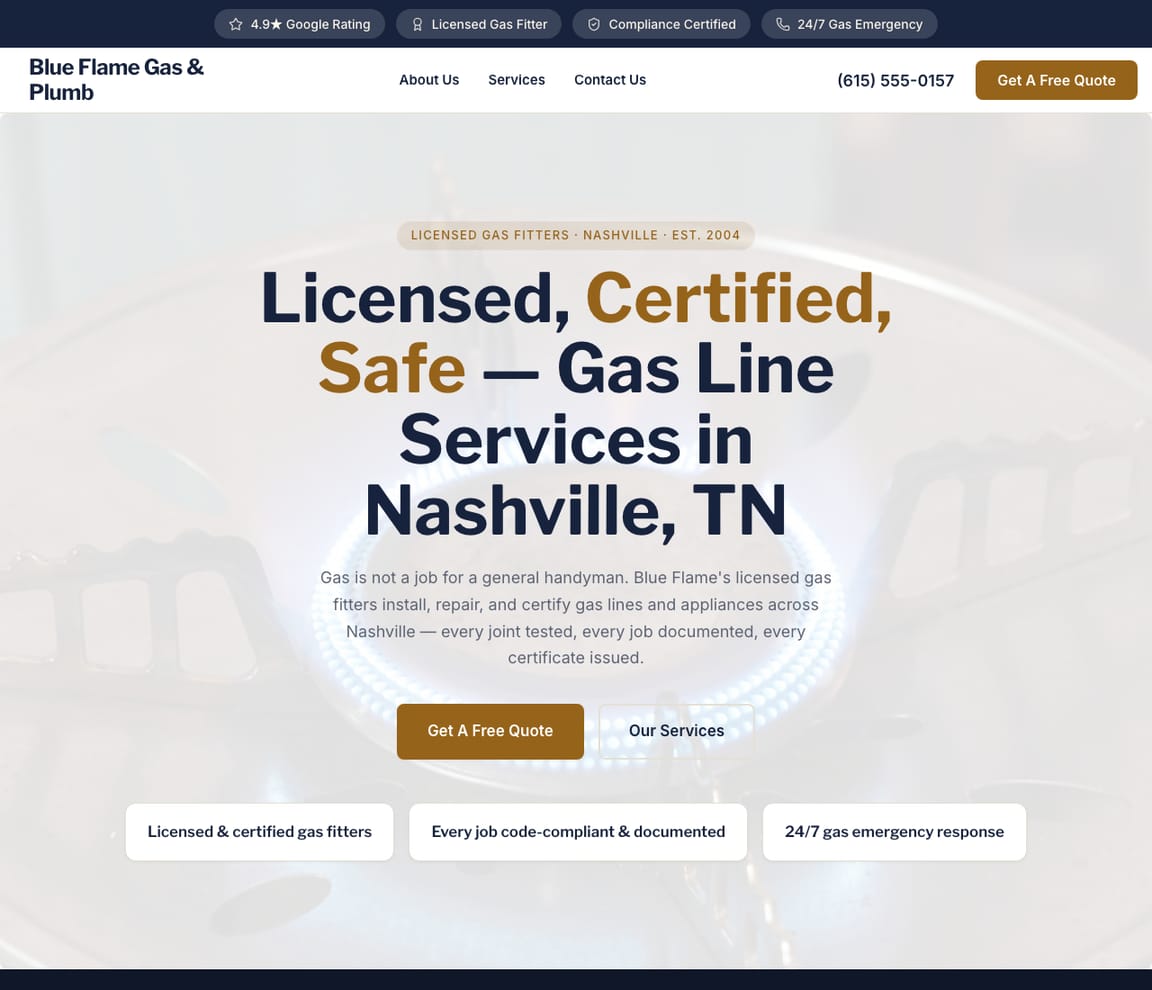 Plumber - Gas Fitting website template preview