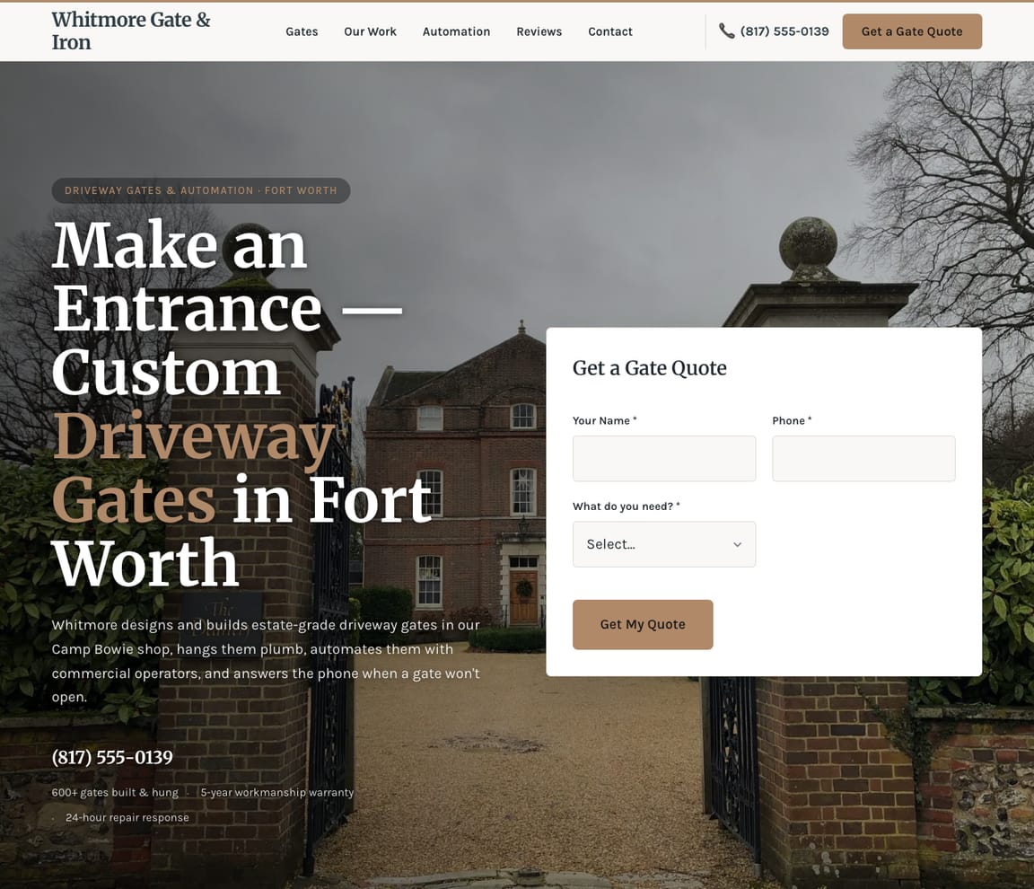 Gates & Fencing website template preview