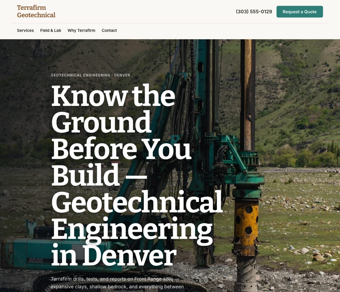 Geotechnical Engineering website template preview