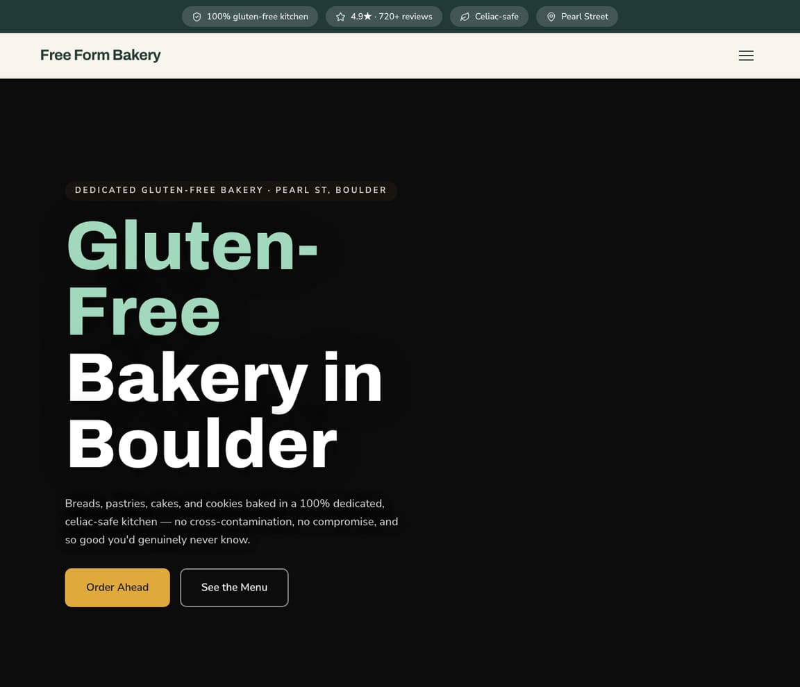 Gluten-Free Bakery website template preview