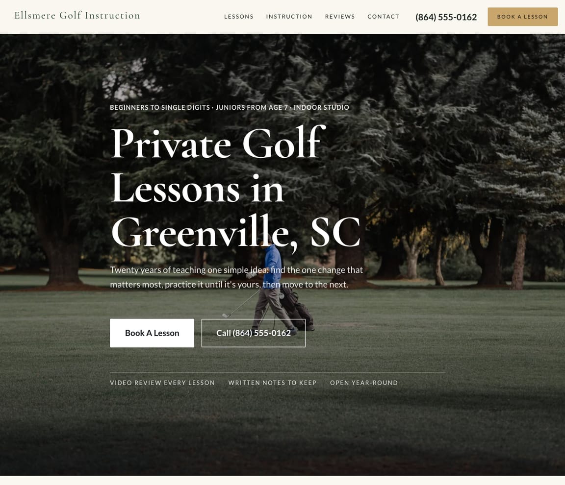 Golf Lessons website template preview