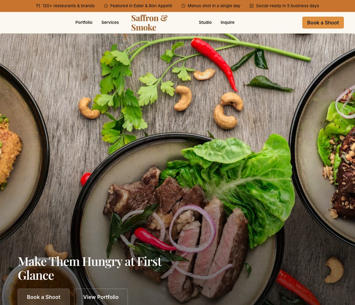 Food Photographer website template preview