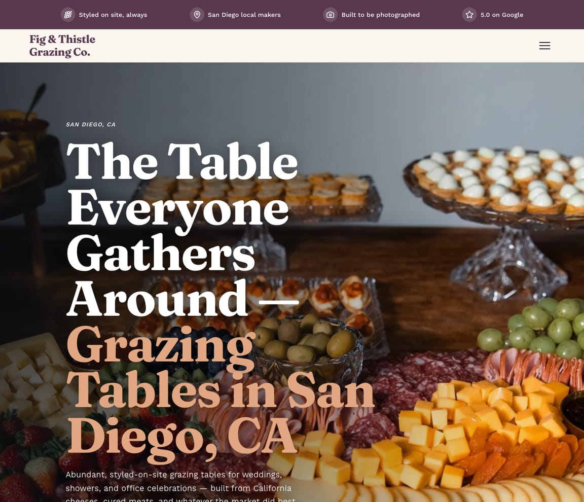 Grazing Table Catering website template preview
