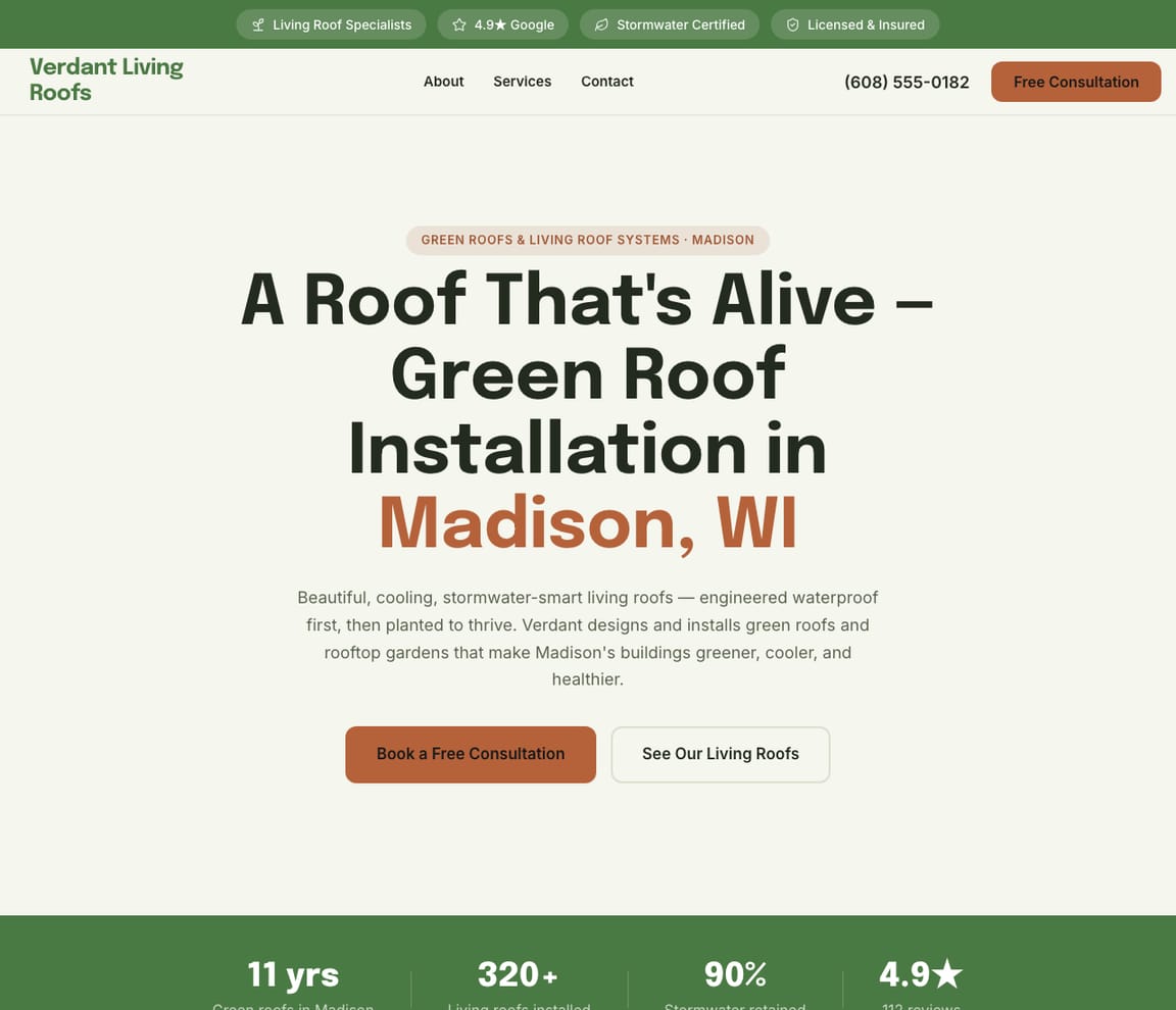 Roofing - Green & Living Roofs website template preview