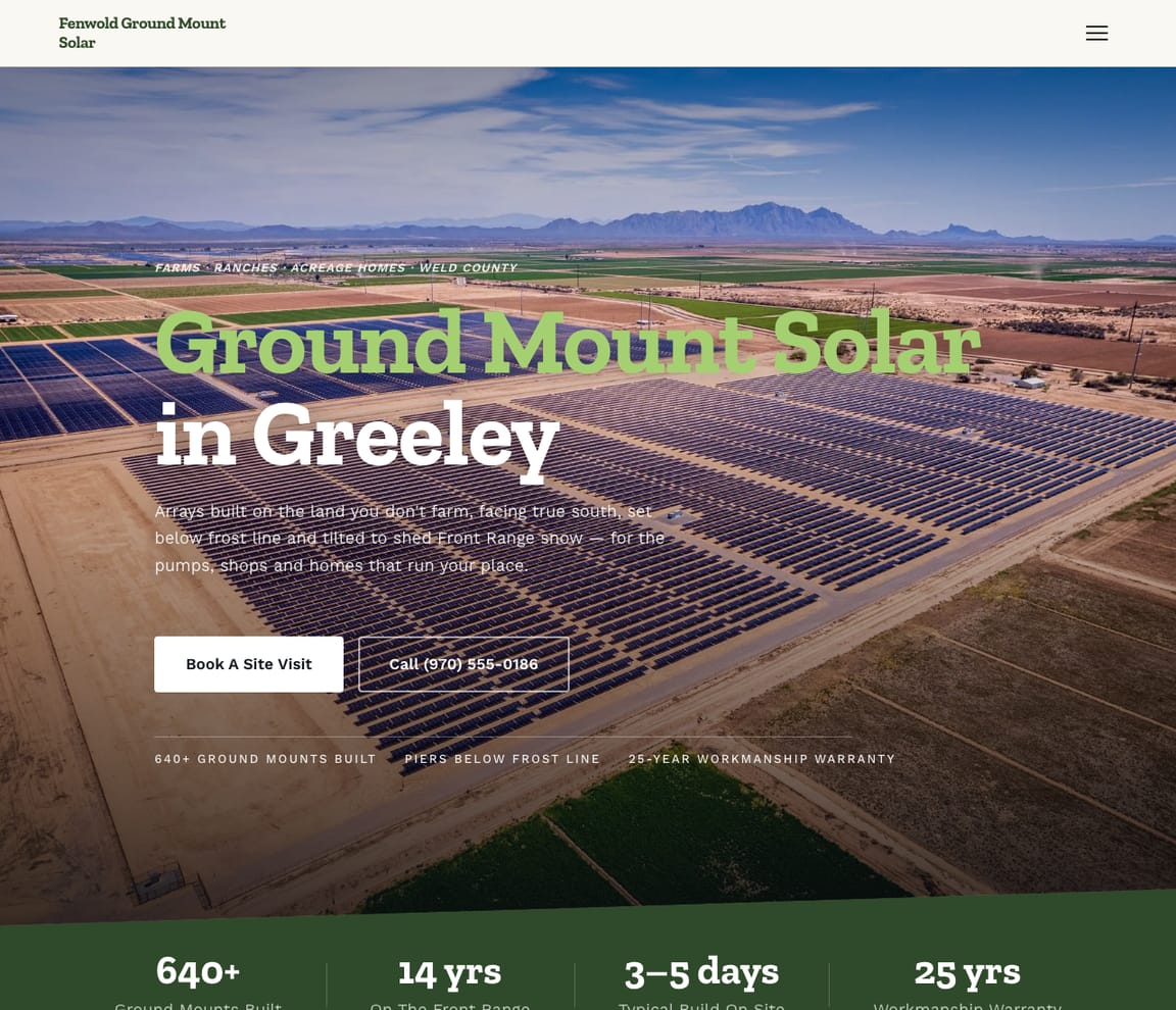 Ground-Mount & Farm Solar website template preview