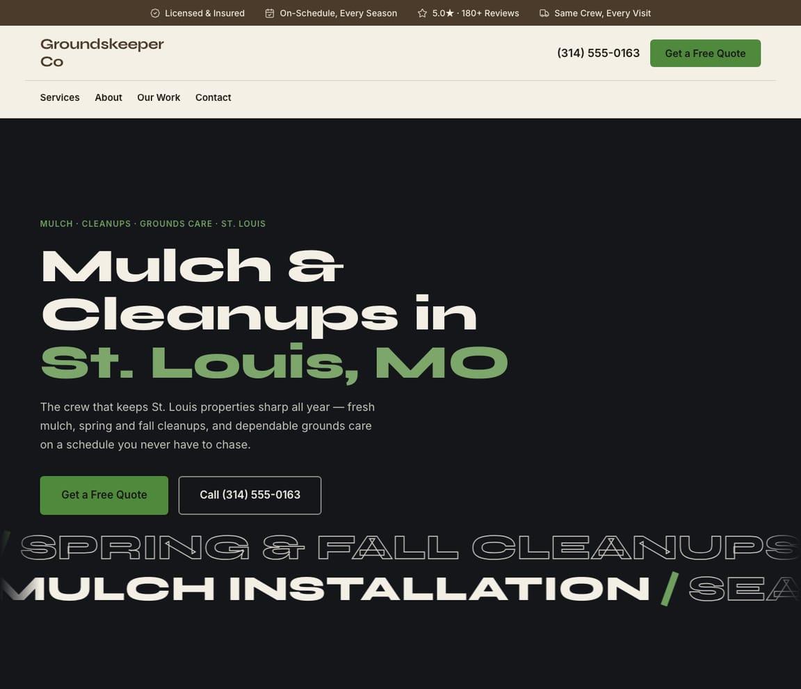Landscaping - Grounds Care website template preview