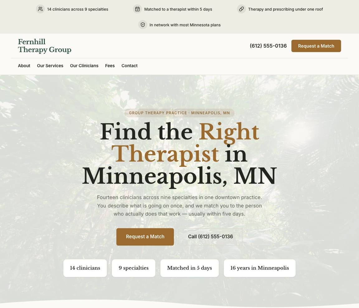 Group Therapy Practice website template preview