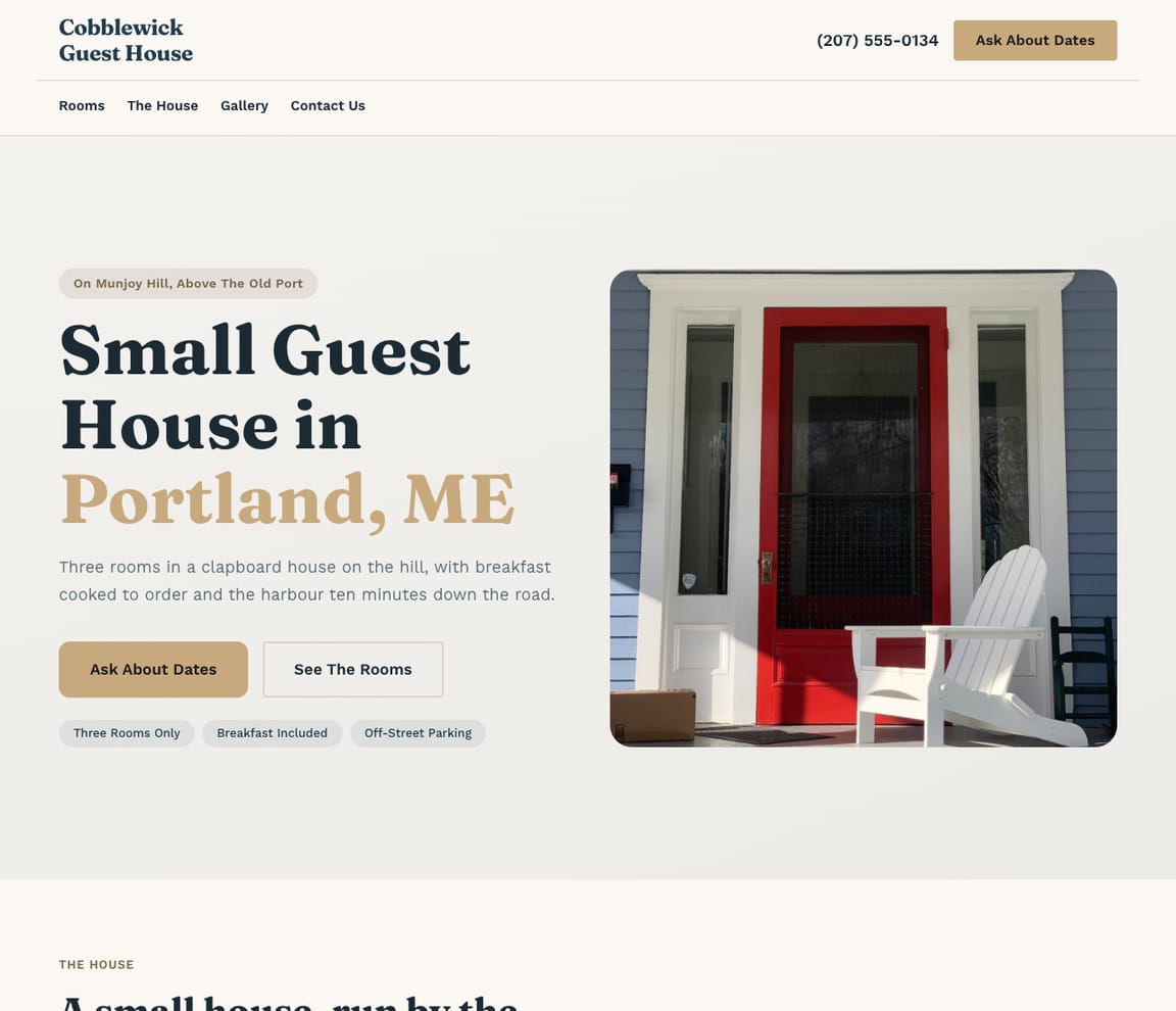 Guest House website template preview