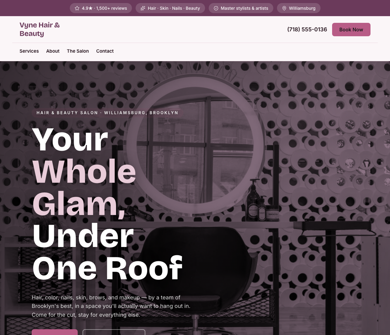 salon website template