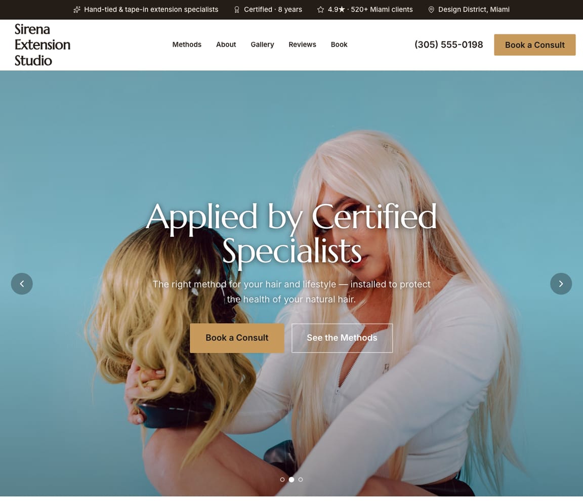 Hair Extensions Studio website template preview