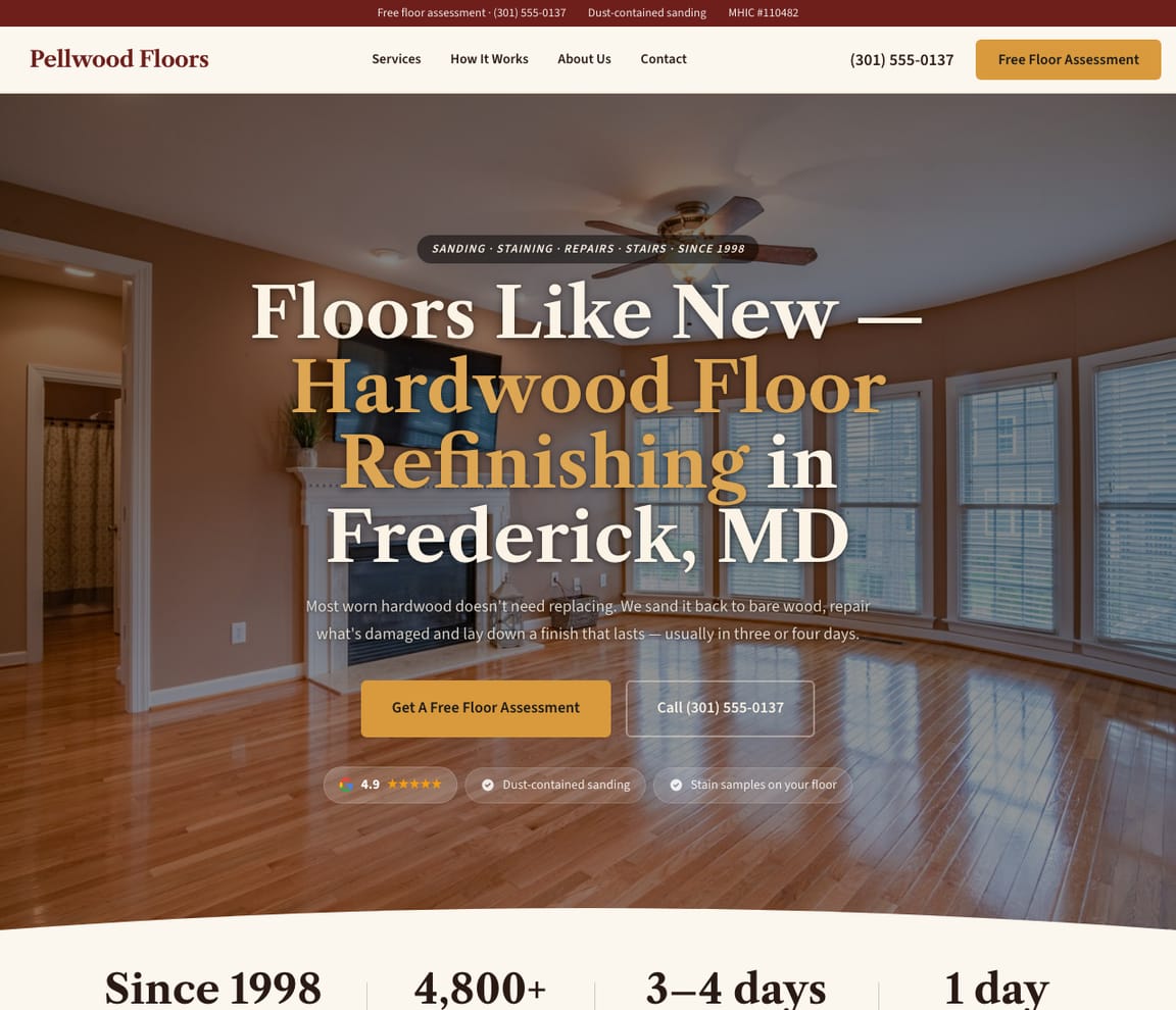 Hardwood Floor Refinishing website template preview