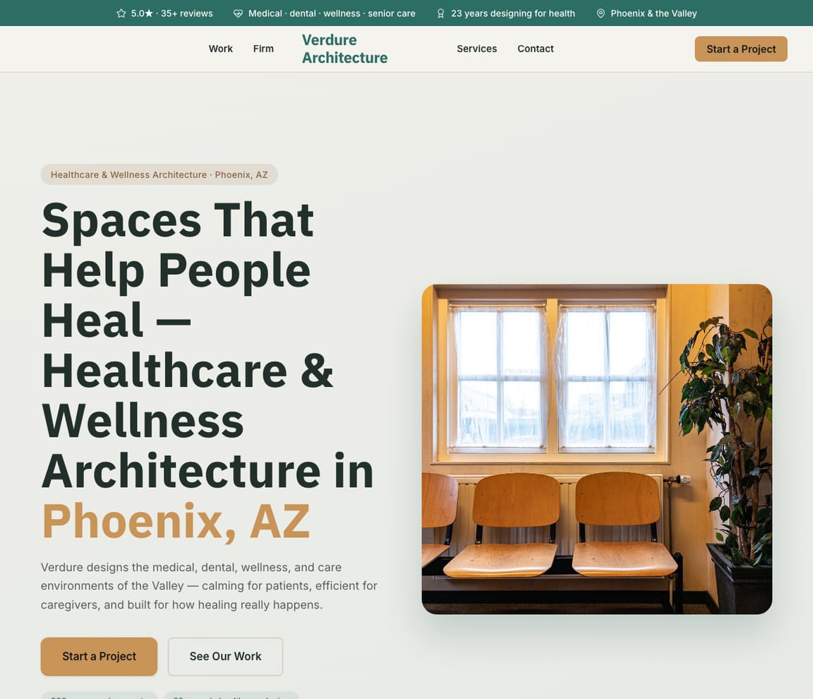 Healthcare & Wellness Architecture Firm website template preview