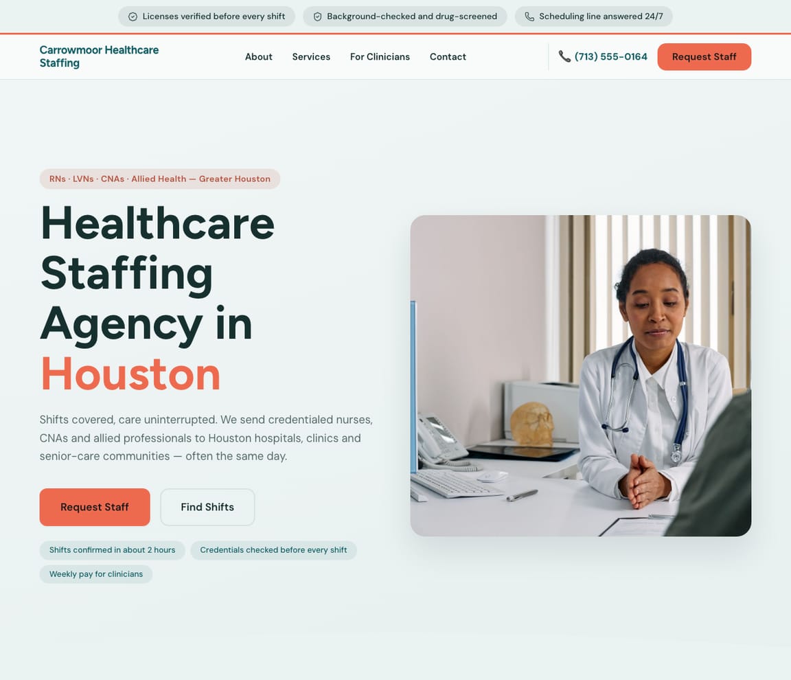 Healthcare Staffing Agency website template preview