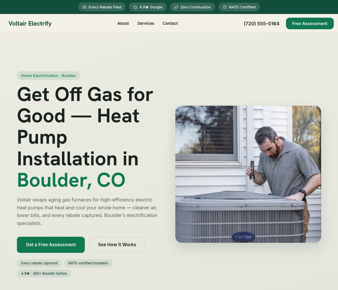 HVAC - Heat Pump Electrification website template preview