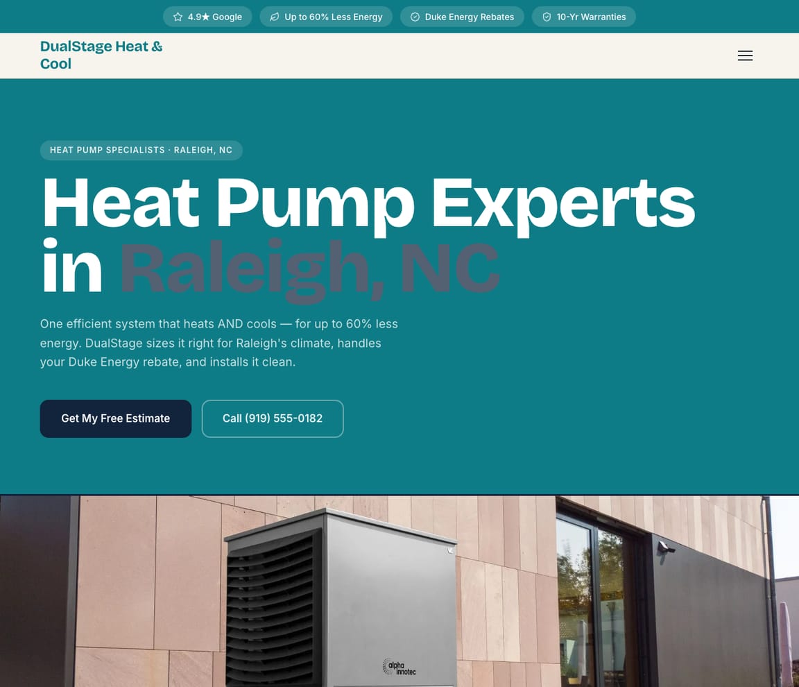 HVAC - Heat Pump website template preview