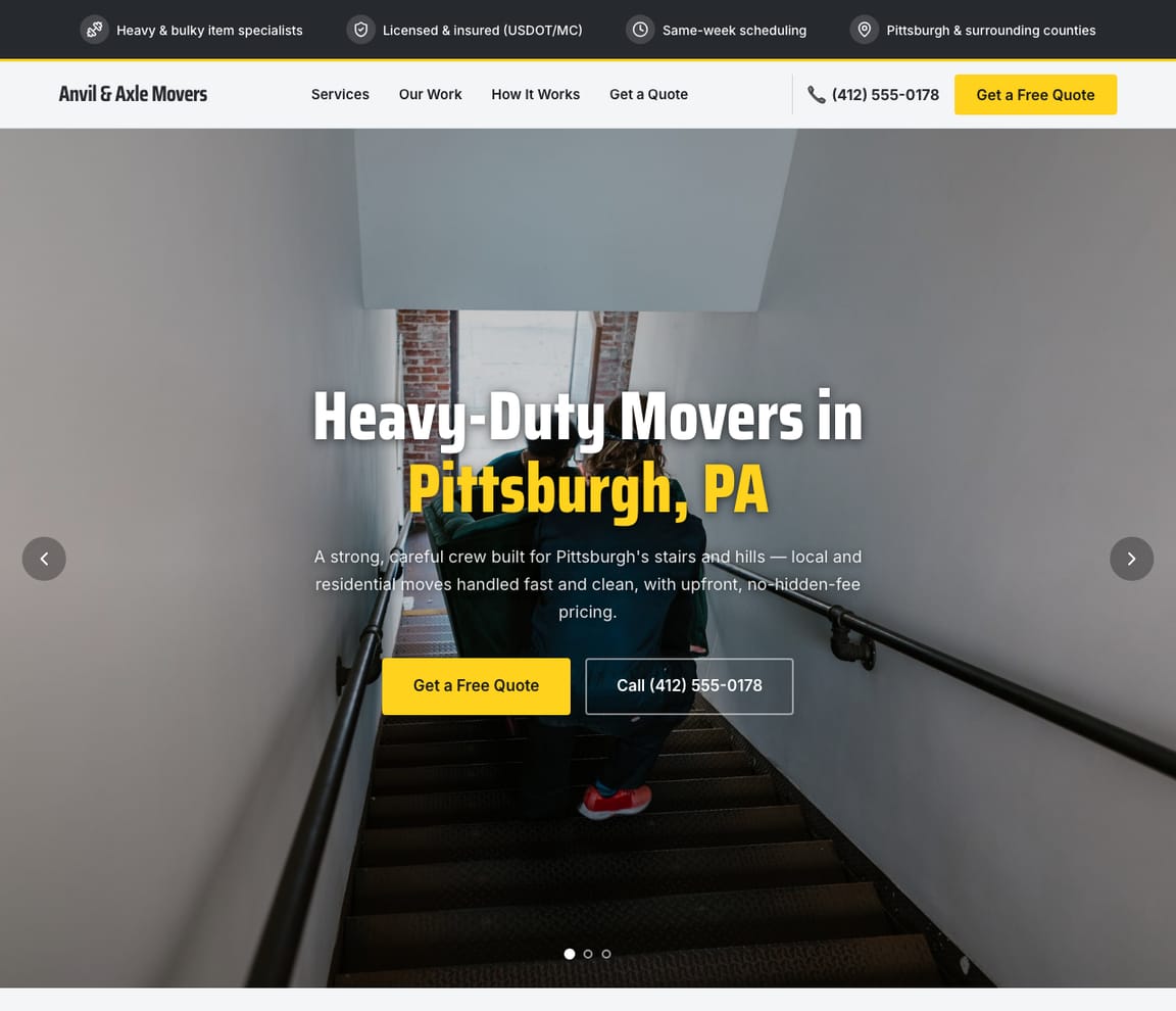 Heavy-Duty & Specialty Movers website template preview