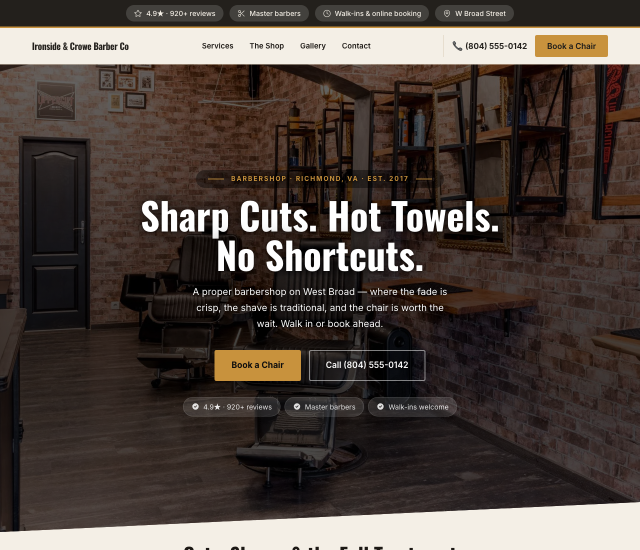barber website template