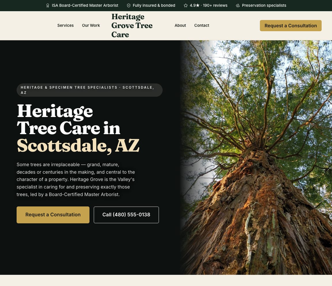 Heritage & Specimen Tree Care website template preview