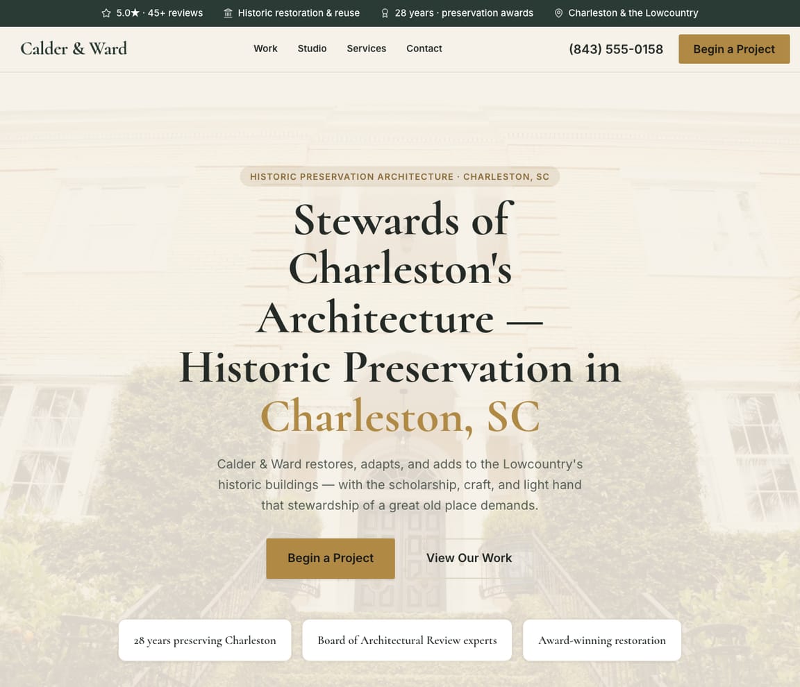 Historic Preservation Architect website template preview