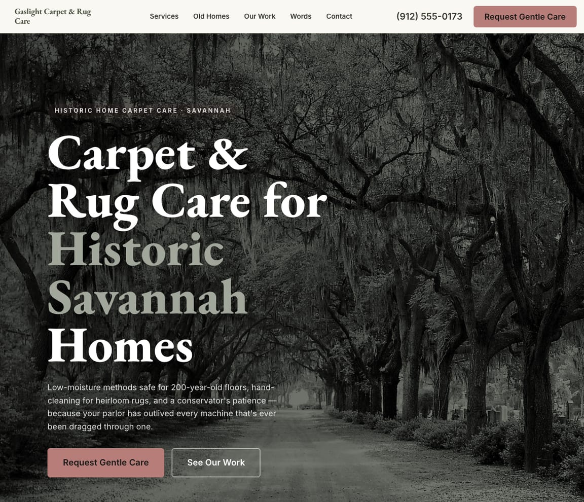Historic Carpet Cleaning website template preview
