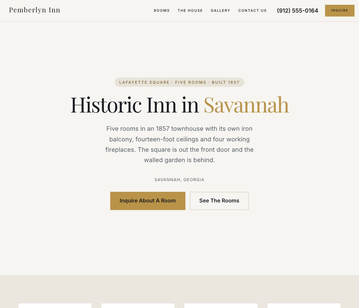 Historic Inn website template preview