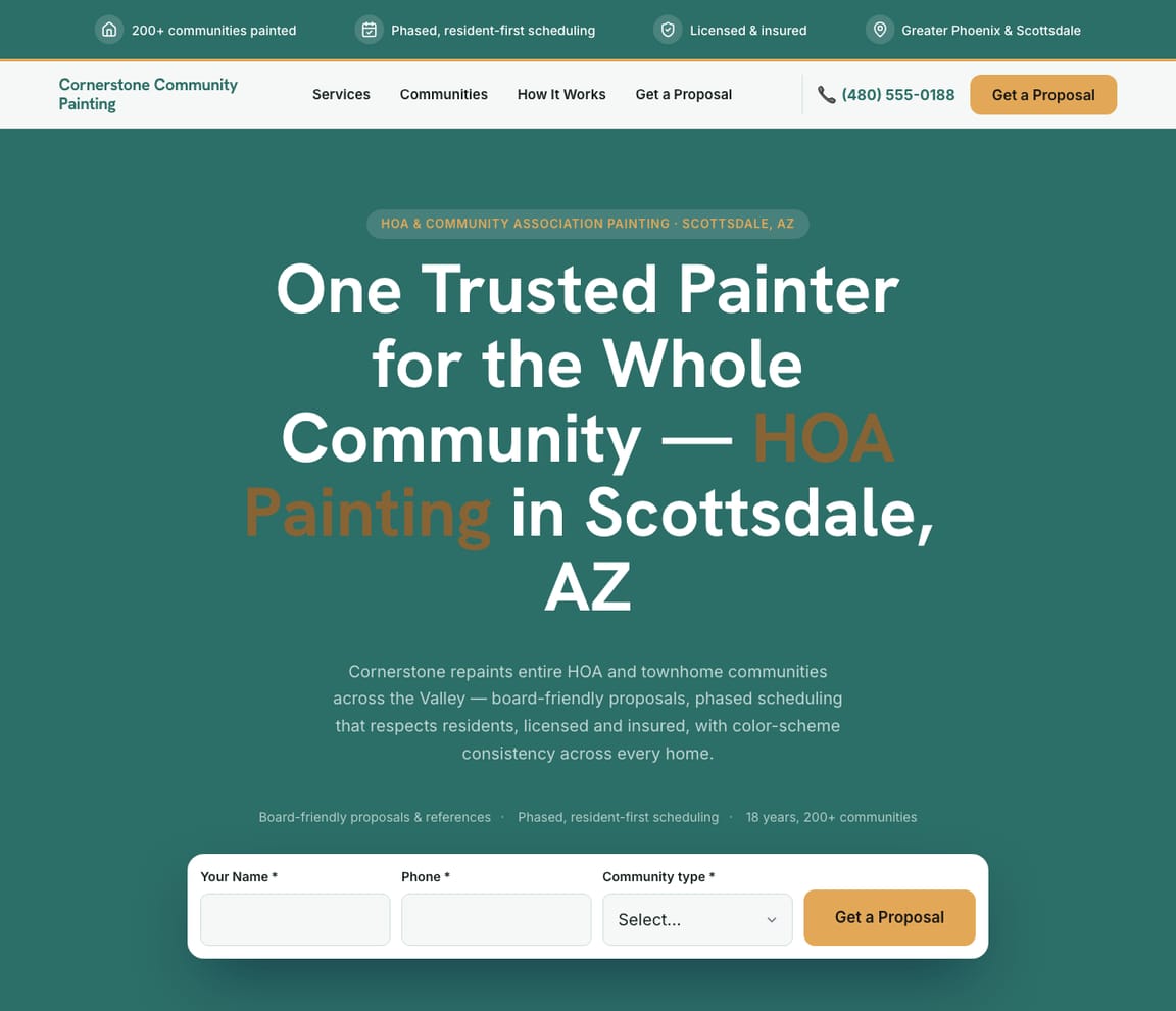 HOA & Community Painting website template preview