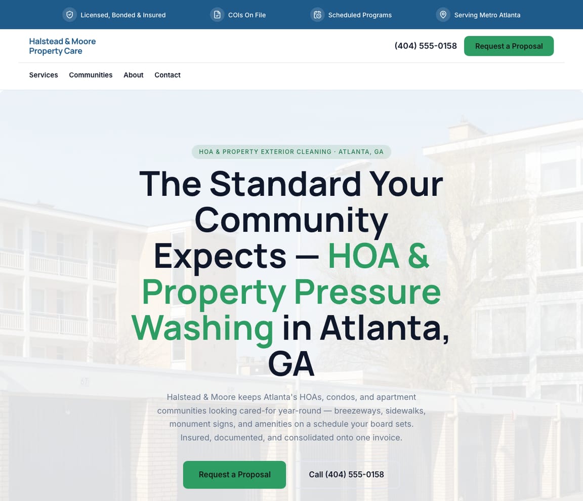HOA & Property Management website template preview
