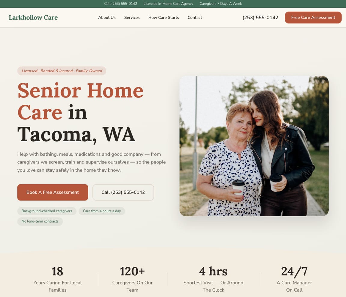 Home Care Agency — Classic website template preview