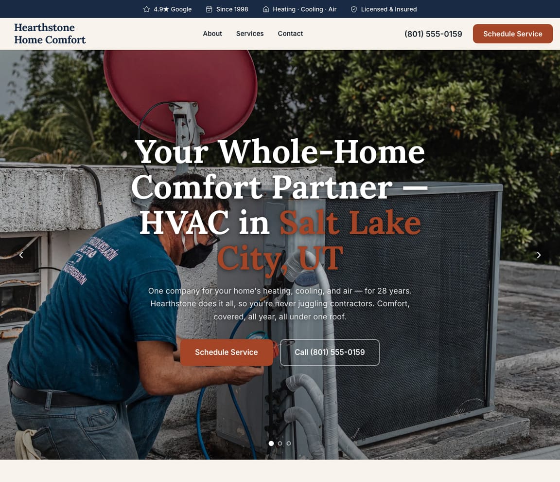 HVAC - Home Comfort website template preview