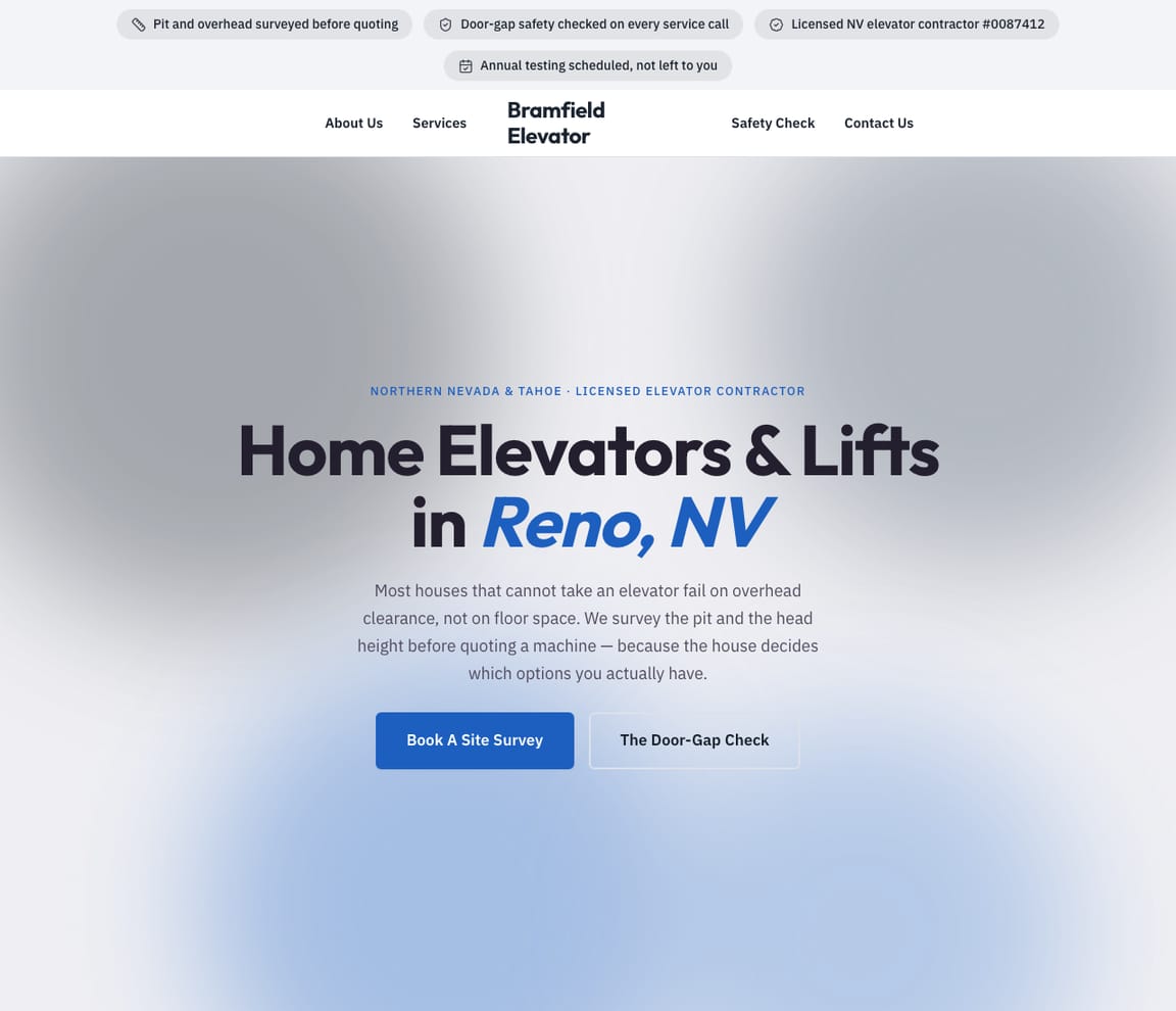 Home Elevators & Lifts website template preview