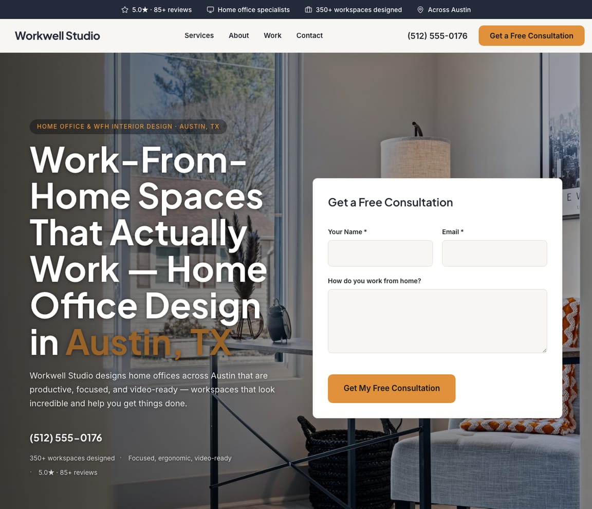 Home Office Designer website template preview